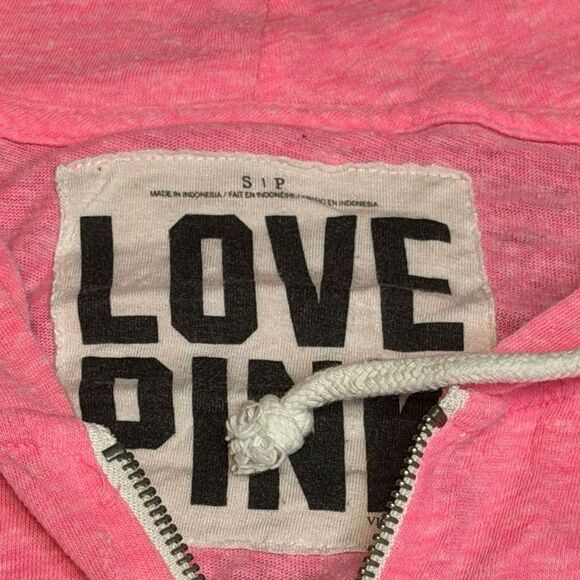PINK VICTORIA’S SECRET Women’s Pink Long Sleeve Zip Hoodie 1986 Size Small - Picture 3 of 4